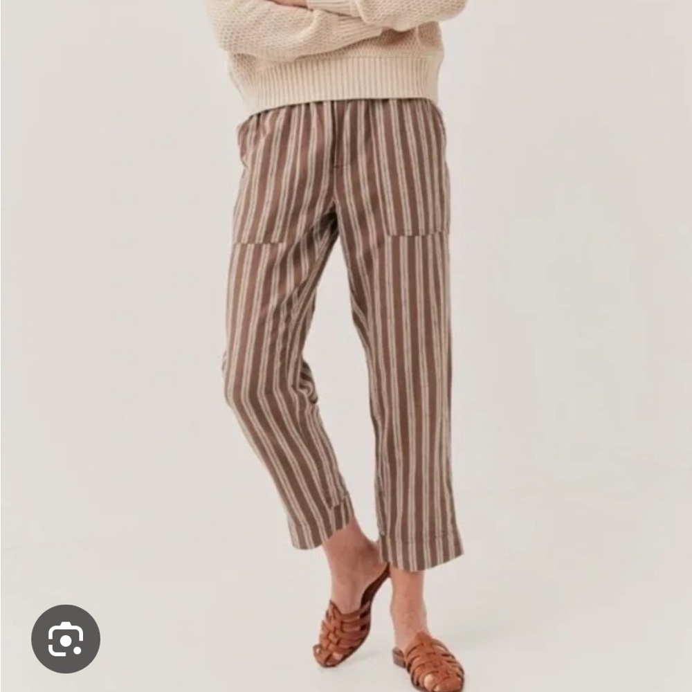 Pact Striped Ankle Cropped Pants - Brown & Cream